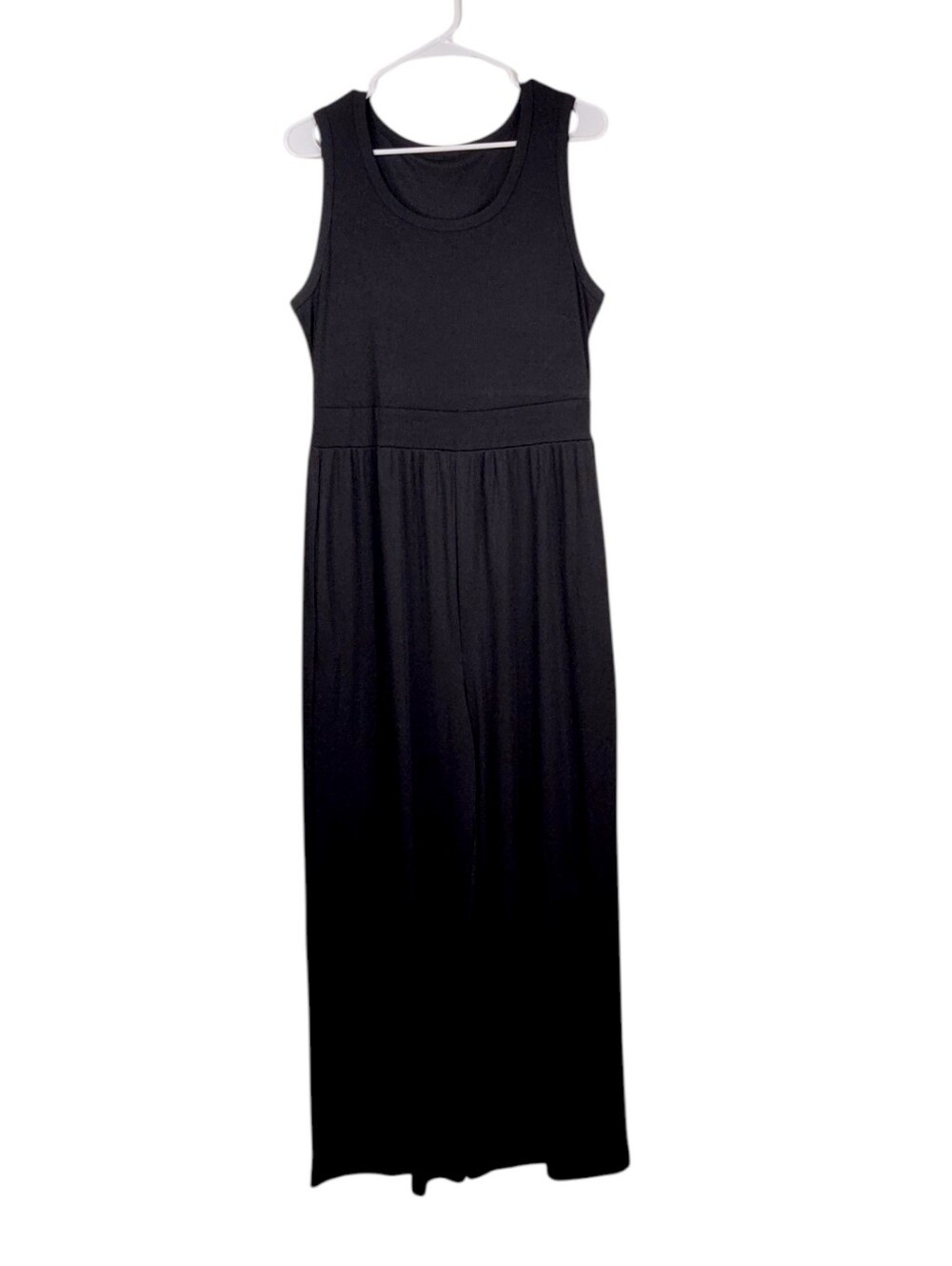 YOZY Black Sleeveless Ribbed Wide Leg Jumpsuit With Pockets – Size XL - Picture 13 of 13